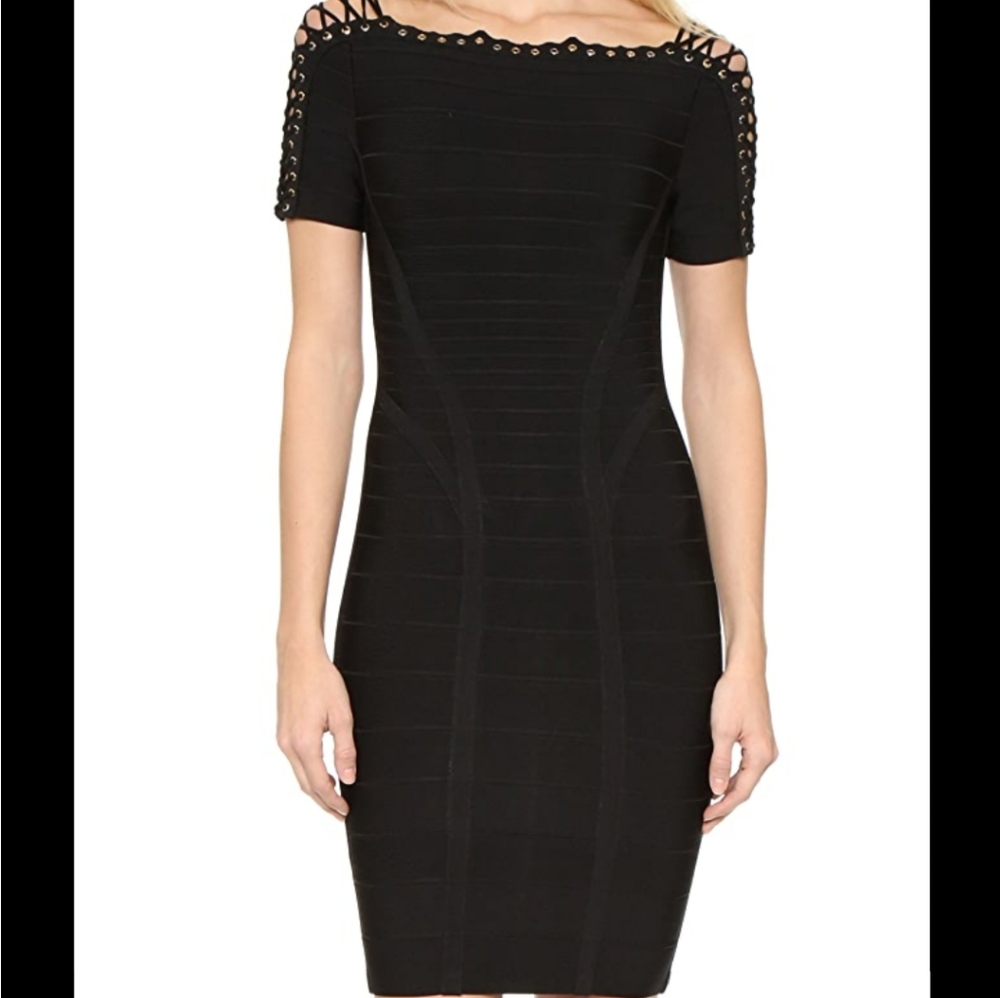 Herve Leger Black Bandage Dress L